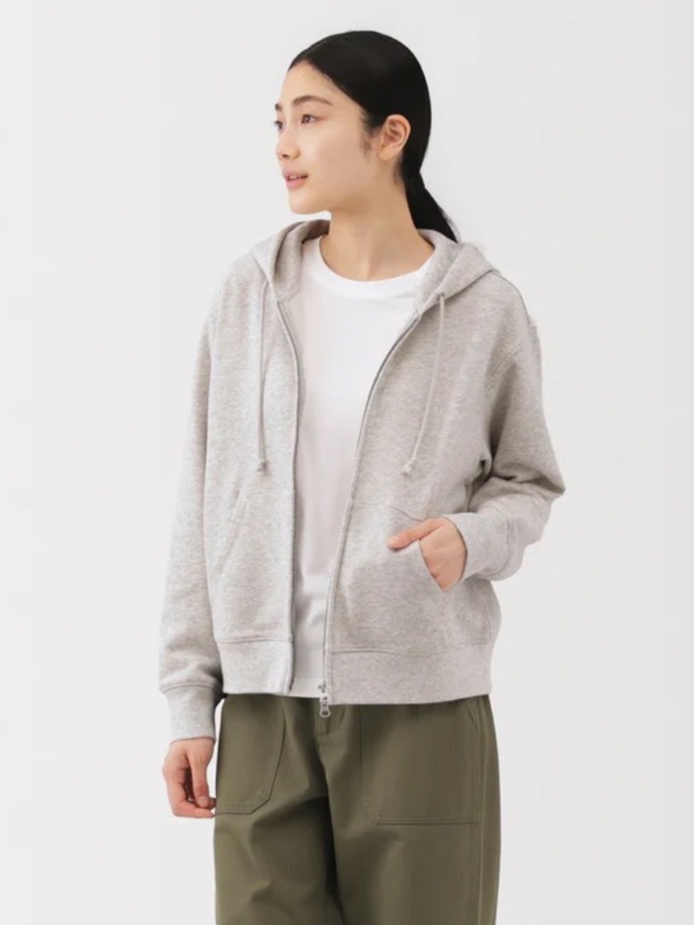 Muji French Terry Zip-Up Hoodie NWT Gray S